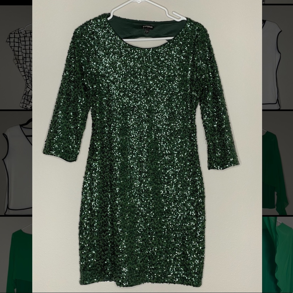 EXPRESS Green Sequin Dress - Winter/Formal/NYE